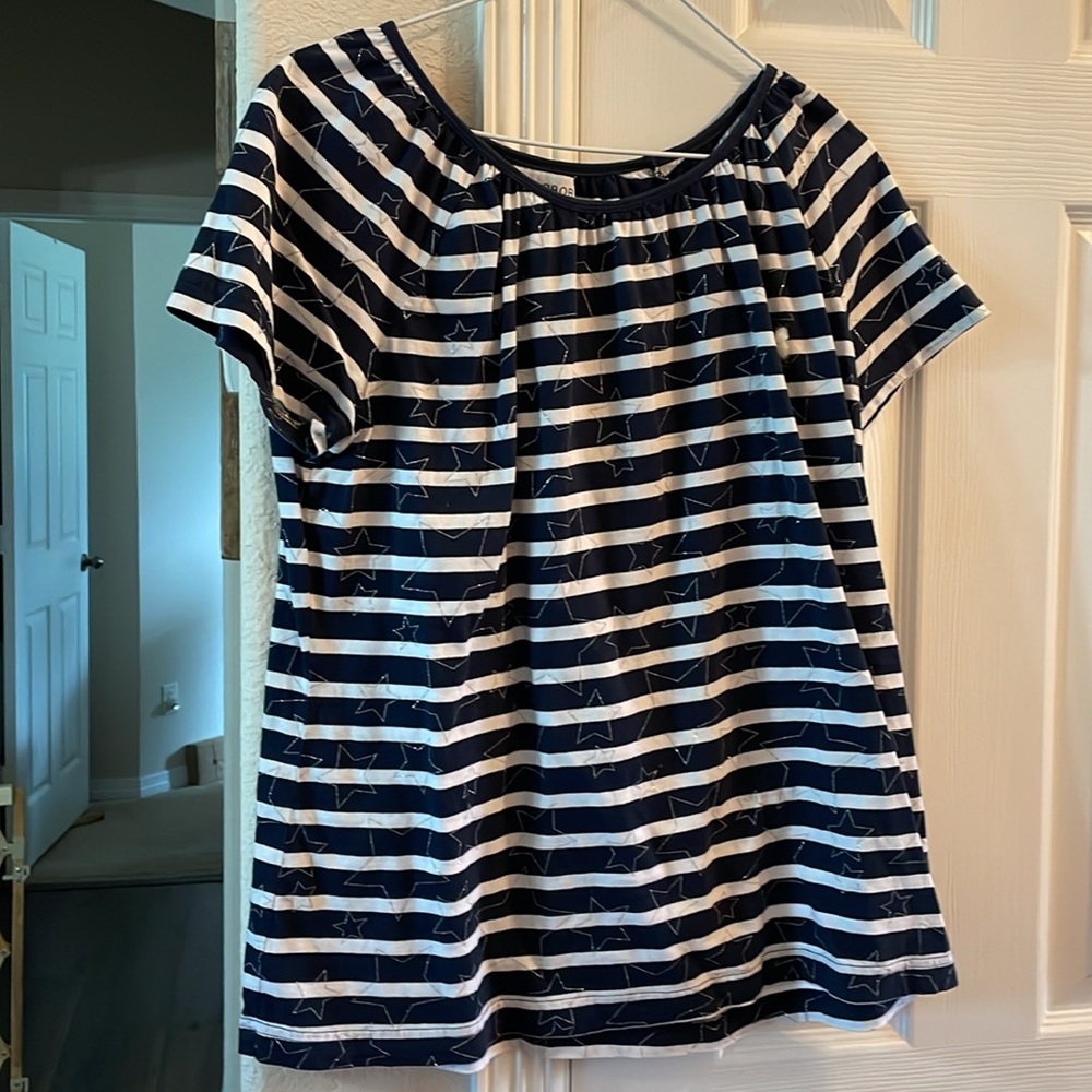 Sag Harbor Striped Star ⭐️ Short Sleeve top L